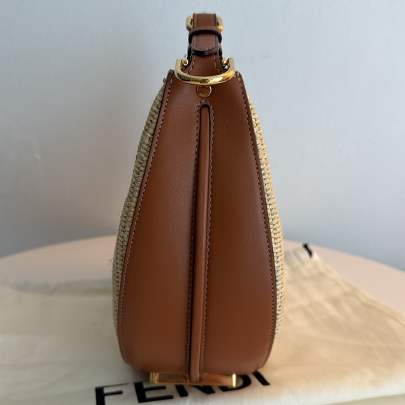 FENDI *NEW* Fendigraphy Raffia & Leather Bag with Dust Bag - Picture 4 of 17